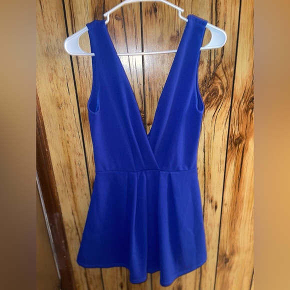 Charlotte Russe Pants - Charlotte Russe Blue V-Neck Fit & Flare Romper | Size Small